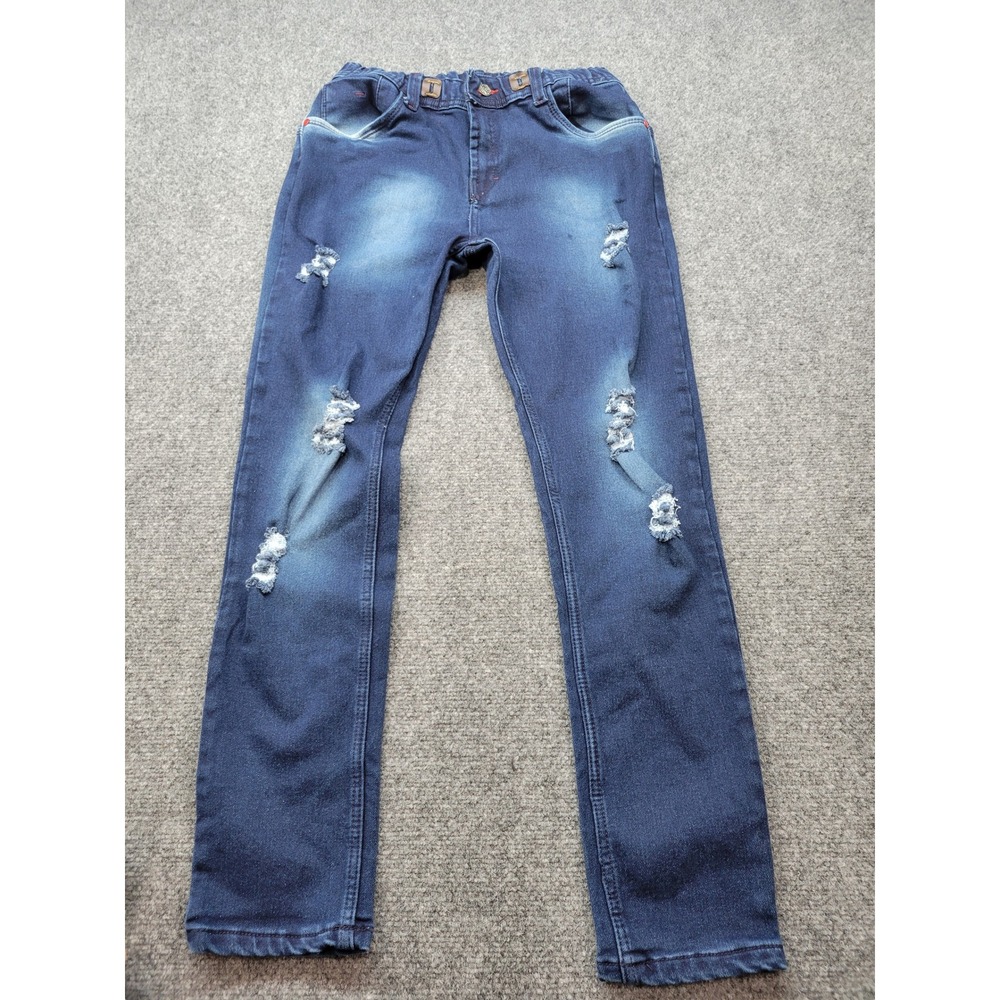 5NTROL 1984 Distressed Denim Jeans Dark Wash Ripped Straight Leg Size 34